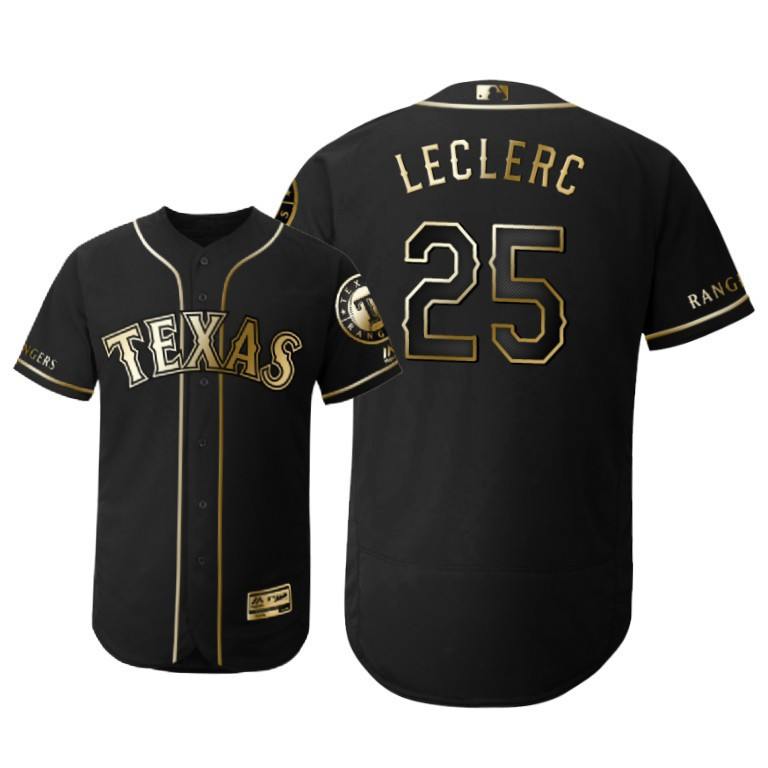 Texas Rangers #25 Jose Leclerc MLB 2019 Golden Brandedition Black Jersey Gift For Rangers Fans