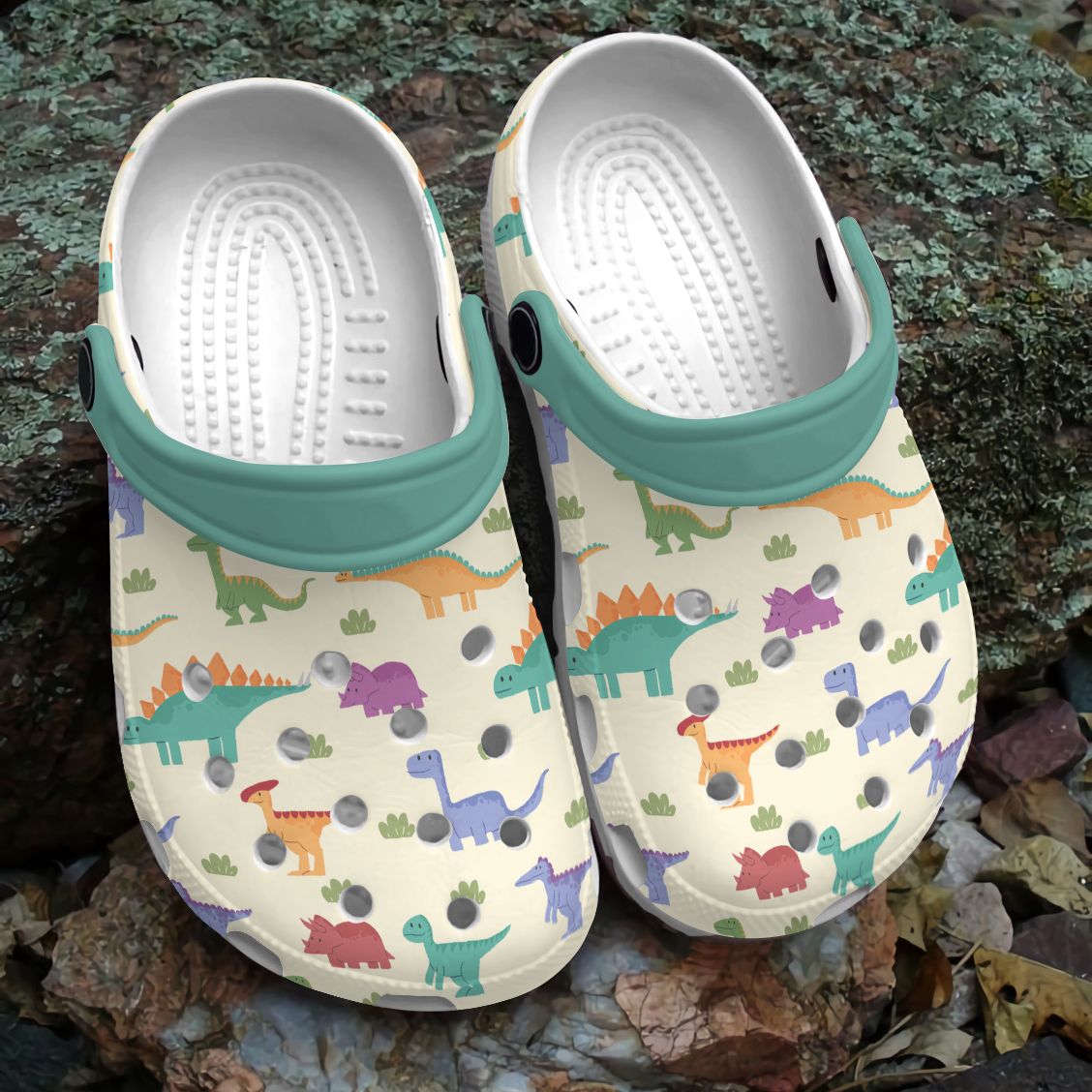 Happy Dinosaur Personalized Clog, Custom Name, Text, Color, Number Fashion Style For Women, Men, Kid, Print 3D