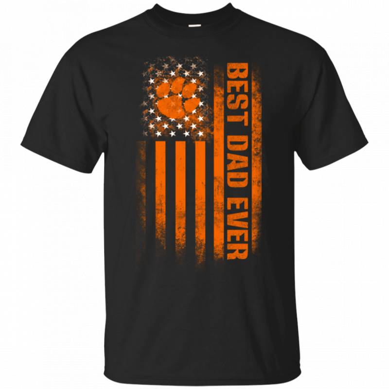 Clemson Tiger Paw Best Dad Ever USA Distressed Flag Shirts