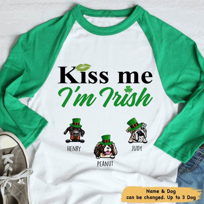 Personalized Kiss Me I’M Irish St. Patrick’S Day Unisex Raglan Shirt