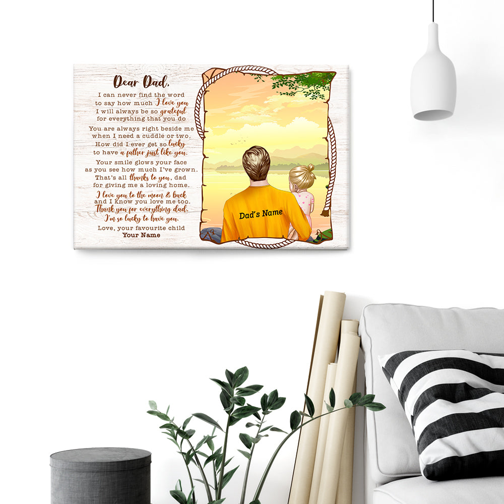 Dear Dad, I Love You To The Moon And Back Canvas & Poster
