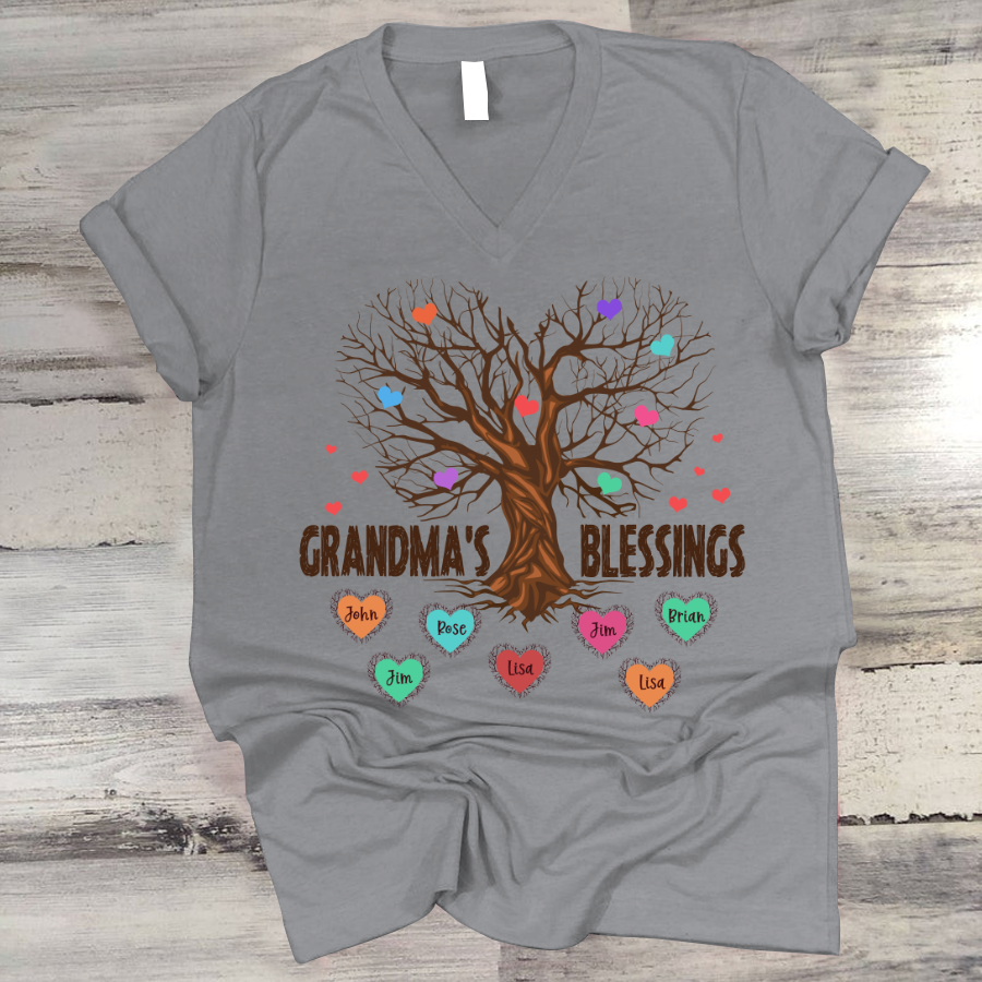 Grandma’S Blessings Tree V-Neck