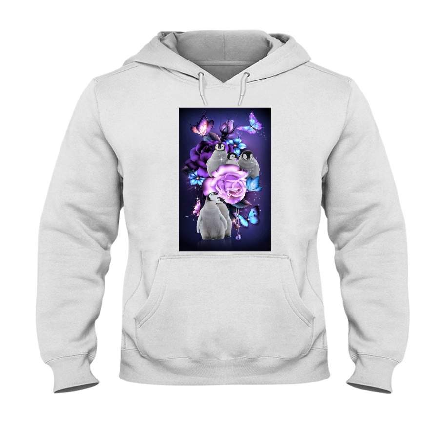 Penguin Magical Violet Flowers Hoodie