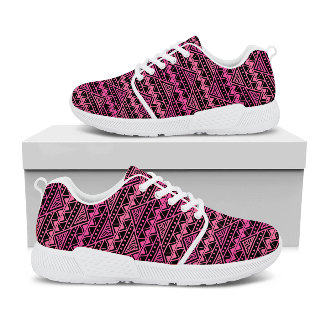 Pink African Ethnic Pattern Print White Athletic Shoes