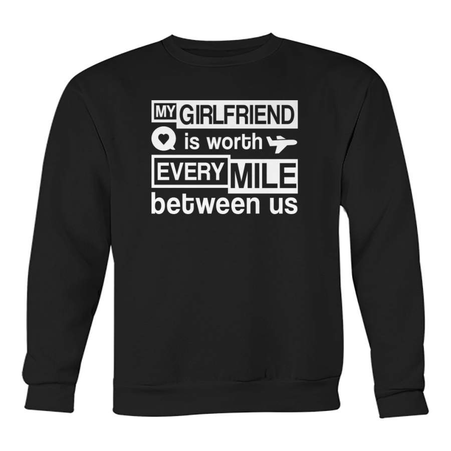 My Girlfriend Is Worth Every Mile Between Us Couple Gift Unisex Long Sleeve