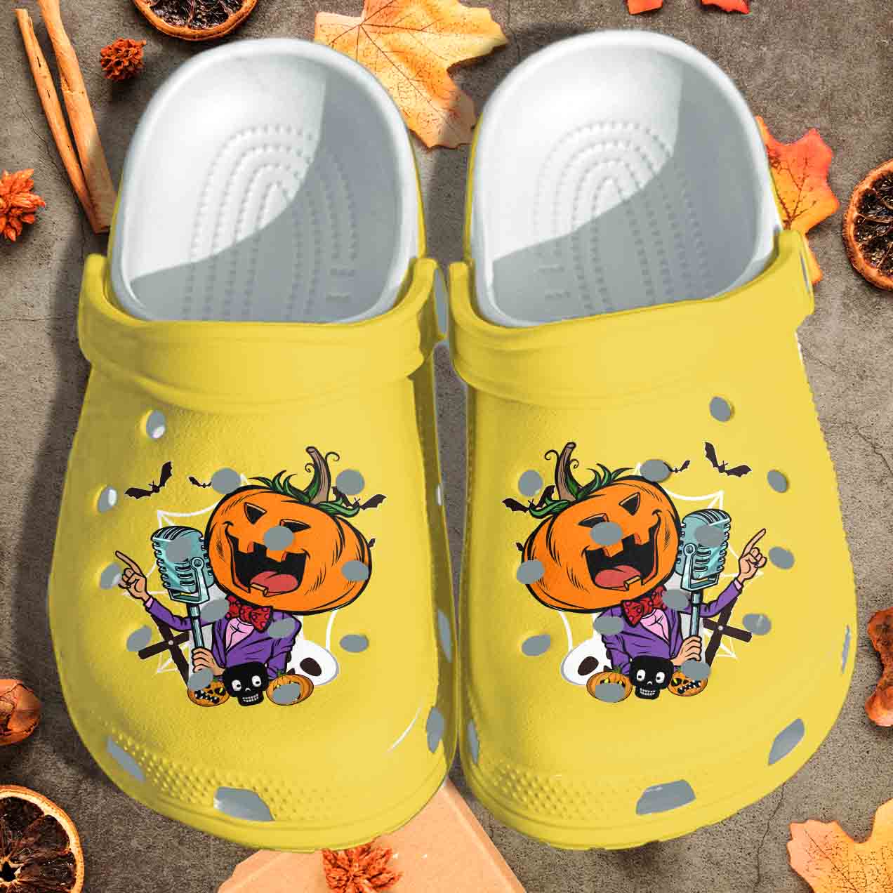 Pumpkin Rock Sings Tattoo Old Men Crocs Shoes – Halloween Clog Crocs ...