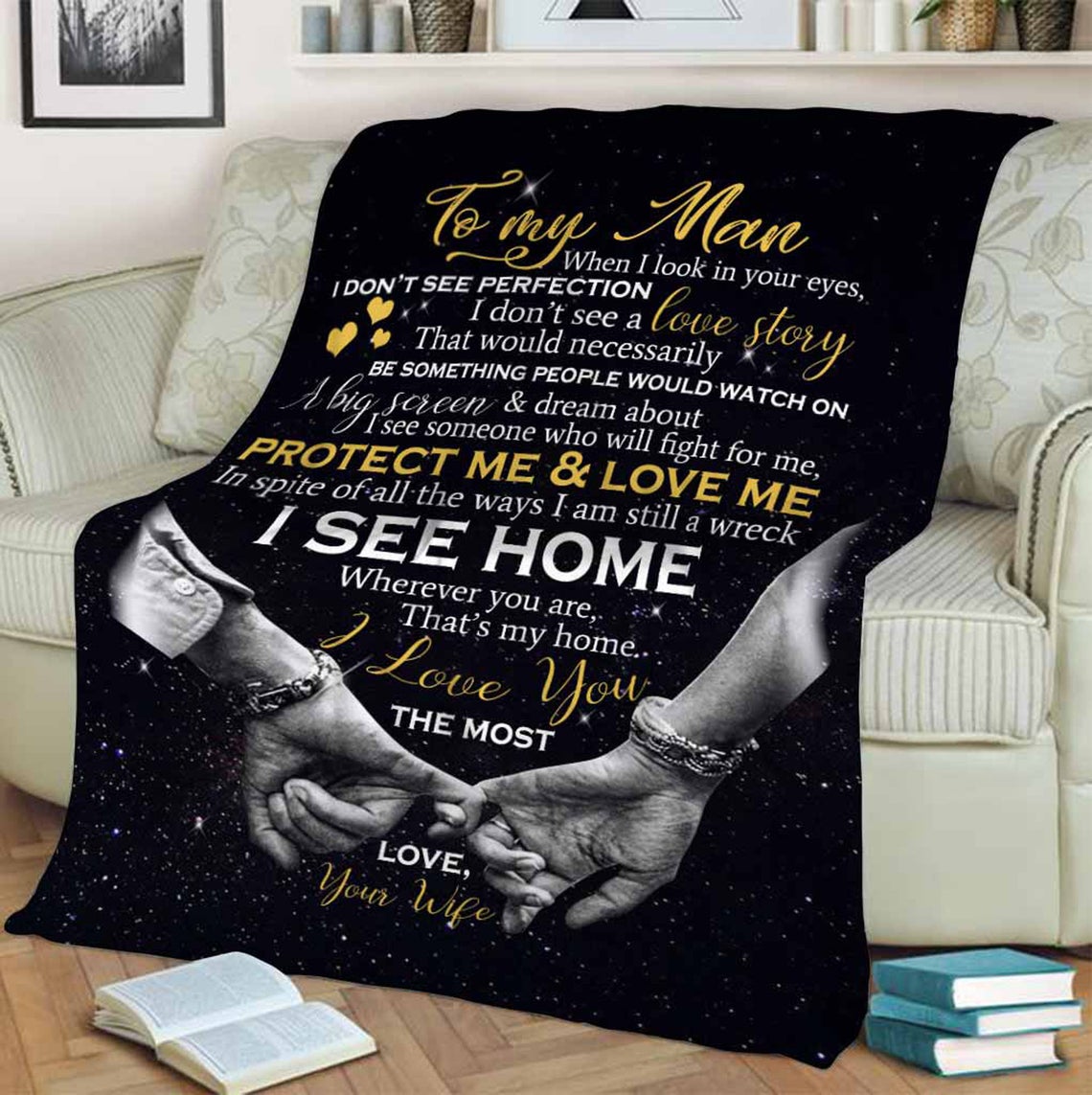 To My Husband Protect Me And Love Me Fleece Blanket Gift For Family,Birthday,Couple,Husband,For Him Gift Home Decor Bedding Couch Sofa Soft And Comfy