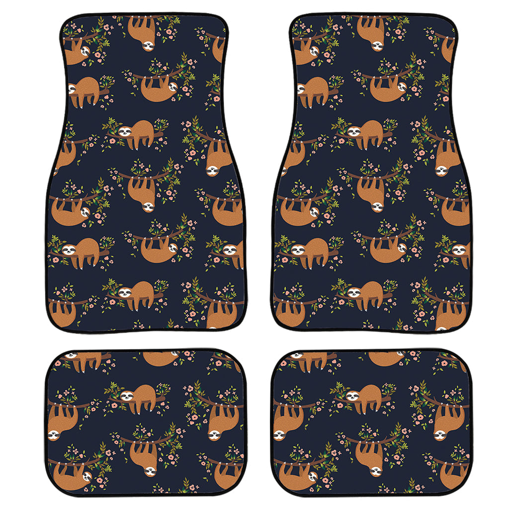 Cute Sloth Pattern Print Front And Back Car Floor Mats, Front Car Mat