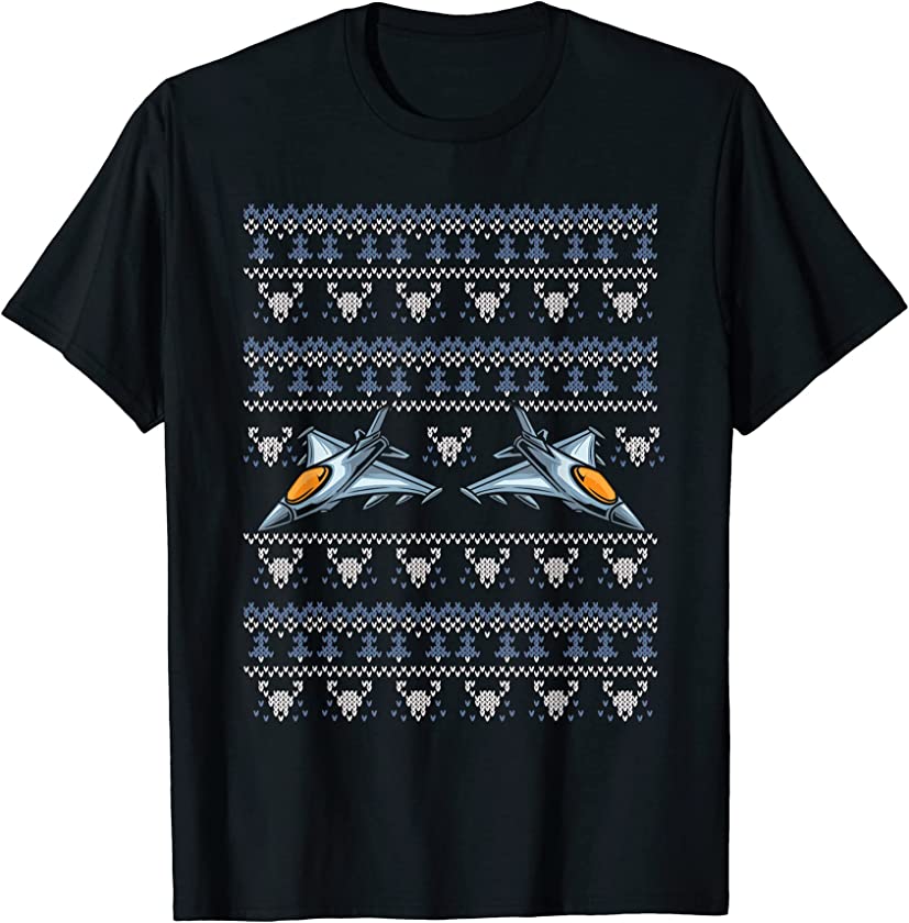 Ugly Christmas X-Mas Jet Aircraft Santa Claus New Year Plane T-Shirt