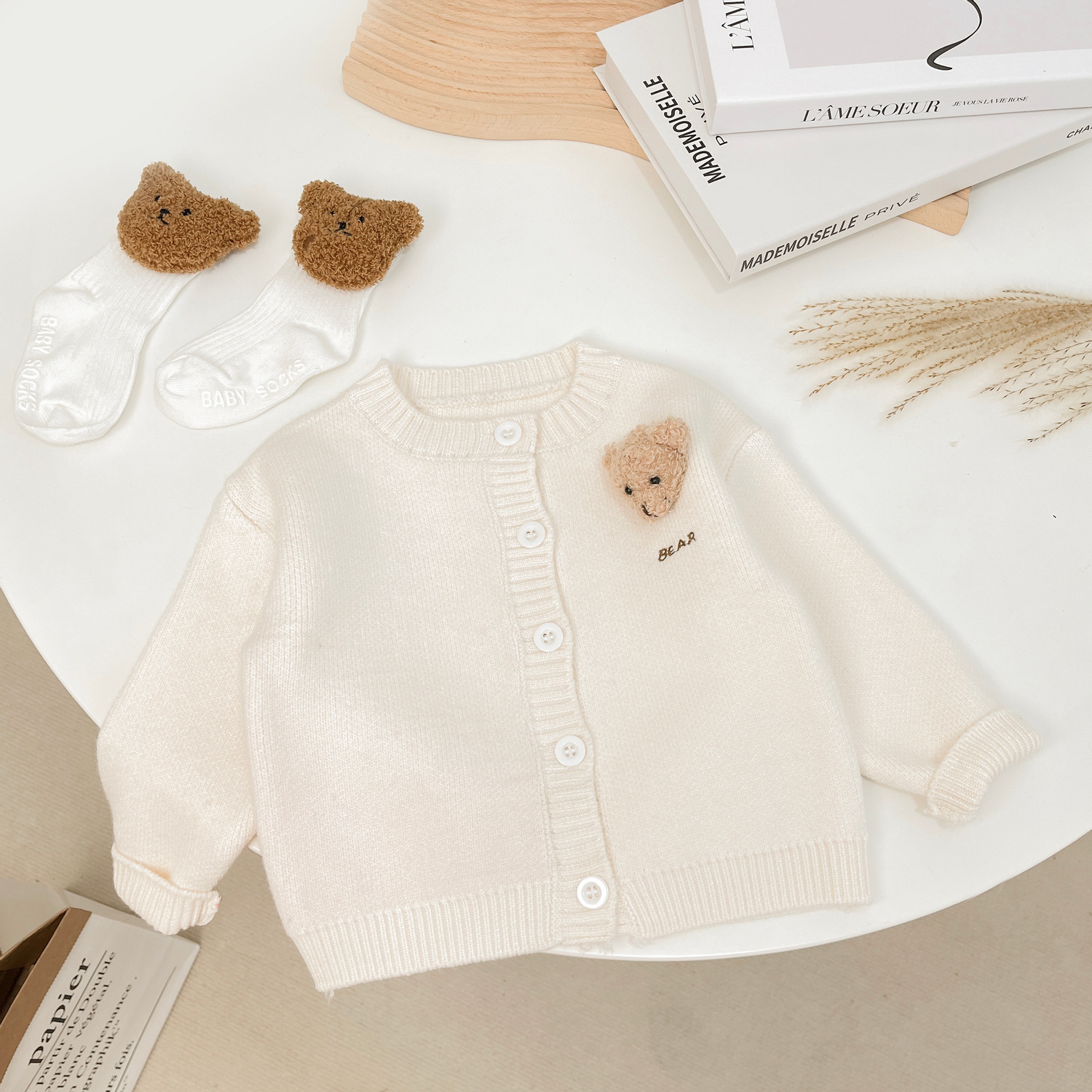 Autumn Newborn Baby Knitted Cardigan Boy Baby Girl Baby Solid Color Sweater Coat Children’s Single-breasted Knit Jacket alx