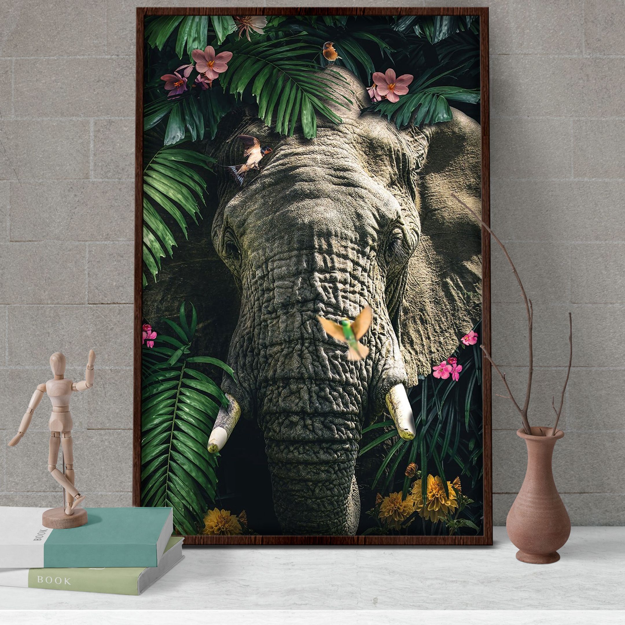 B0906 T399 Elephant In Tropical Forest Poster & Canvas