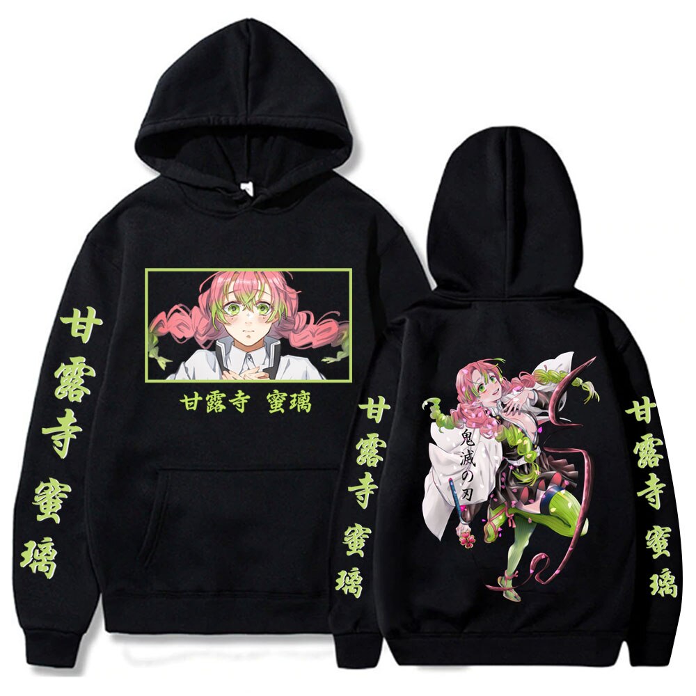 Anime Demon Slayer Hoodie Kanroji Mitsuri Hoodies Printed Kawaii Women Harajuku Pullover Long Sleeve Sweatshirt Hooded Unisex alx