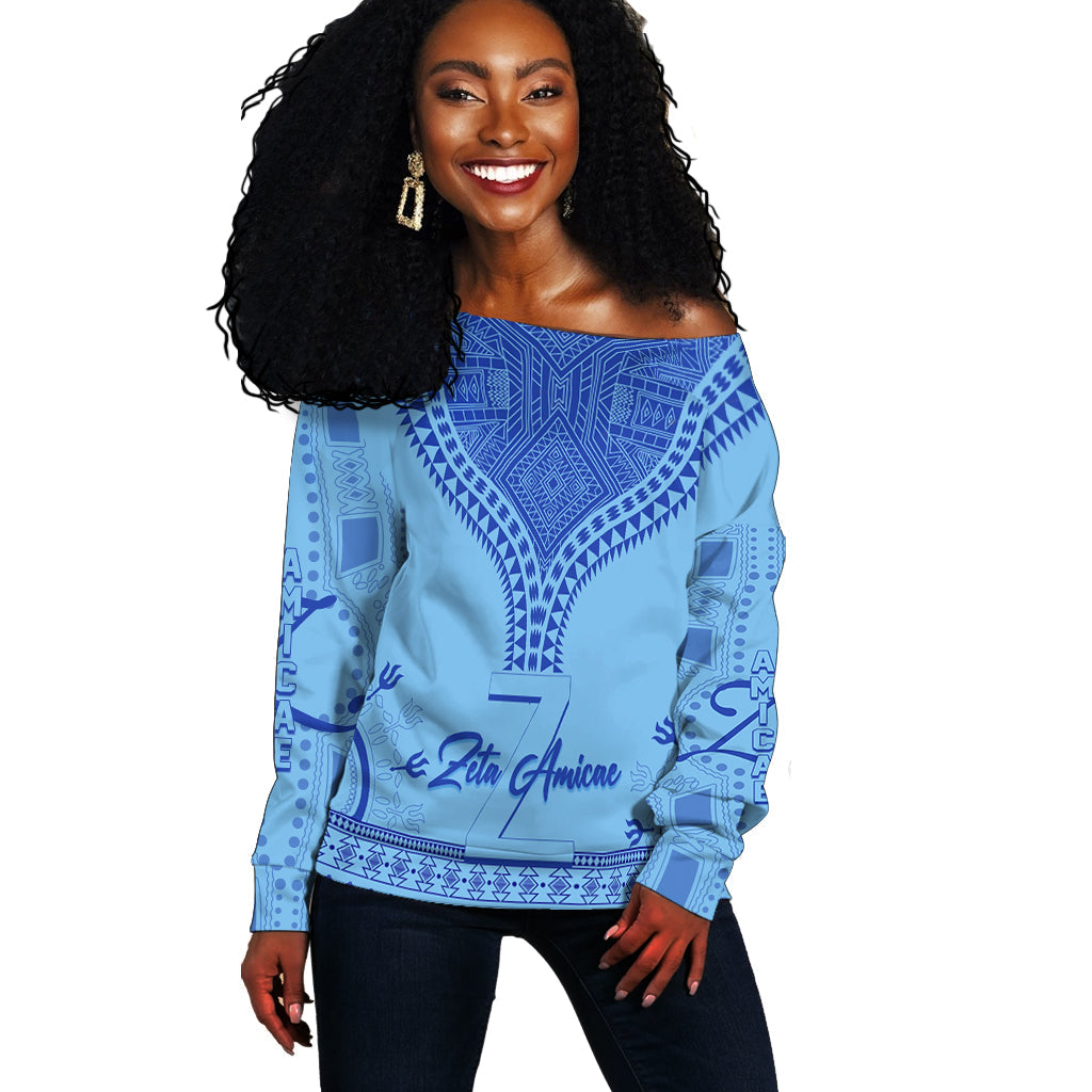 Zeta Amicae Personalised Off Shoulder Sweater Dashiki Design Lt7