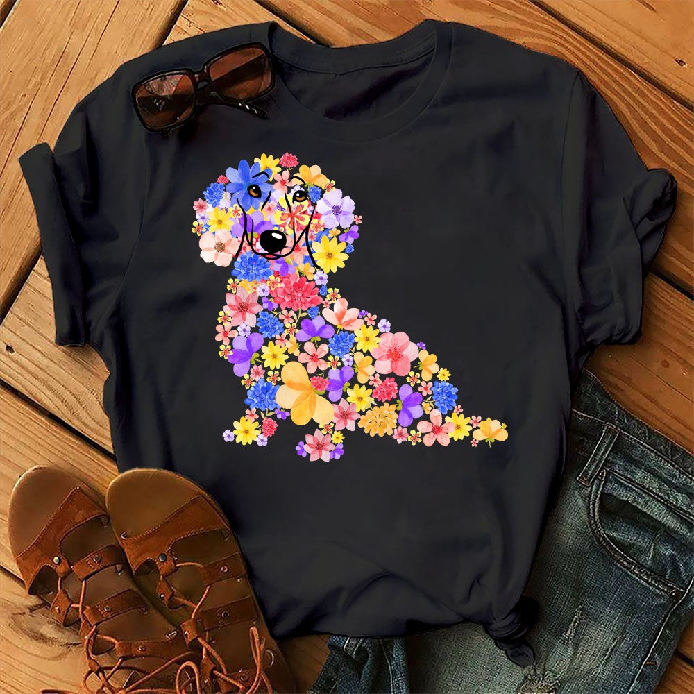 Daschund Flowers Puppy Cute Gift  For Dog Lovers Graphic Unisex T Shirt, Sweatshirt, Hoodie Size S – 5XL