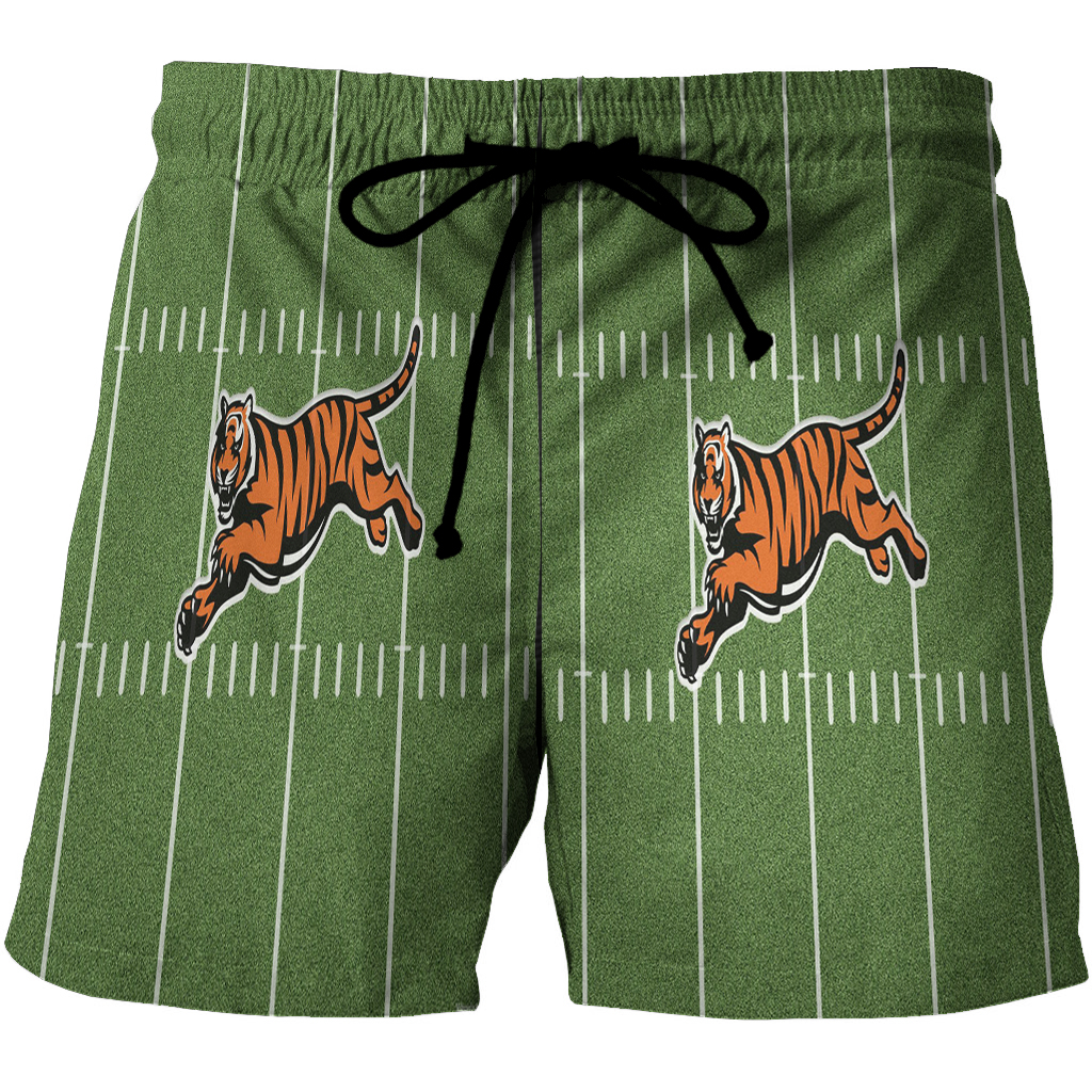 Cincinnati Bengals Tiger Running Field 3D All Over Print Summer Beach Hawaiian Short