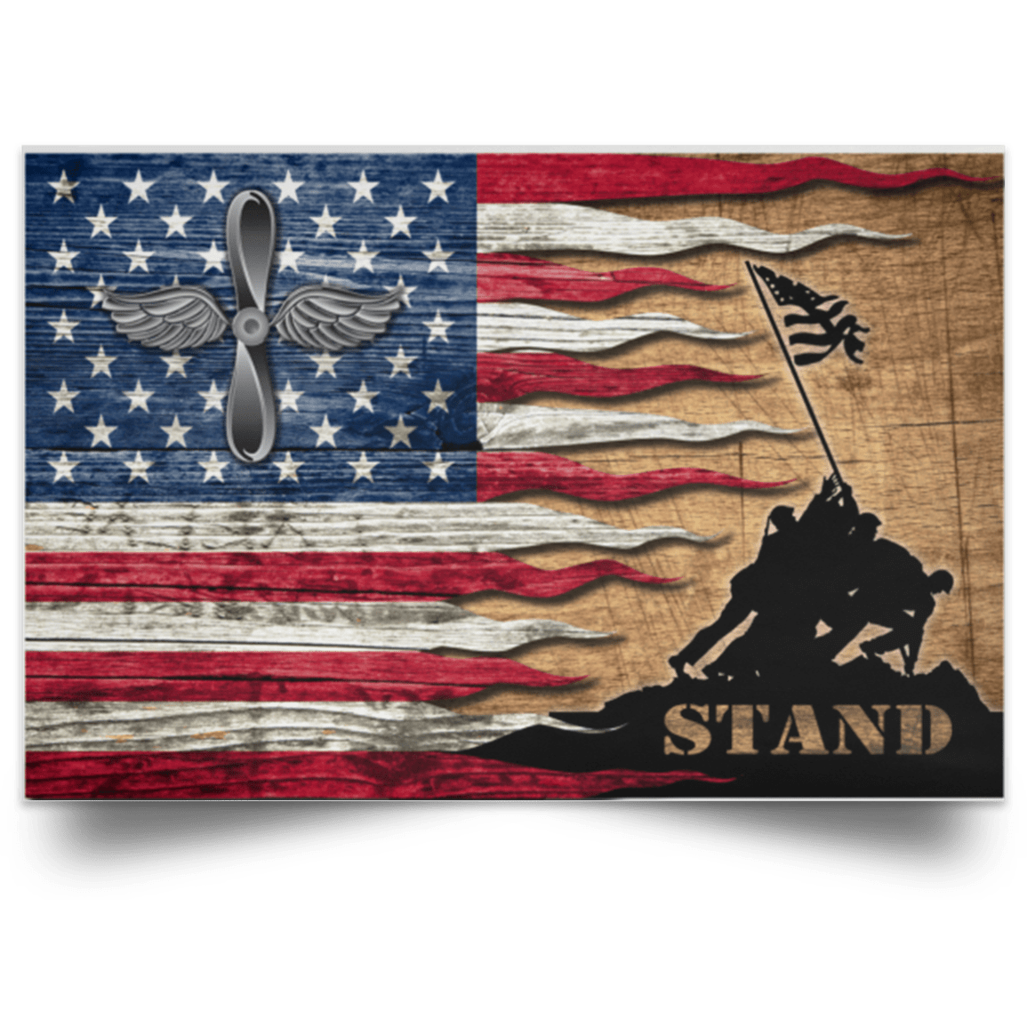 US Coast Guard Aviation Maintenance Technician AMT Logo Stand For The Flag Satin Landscape Poster