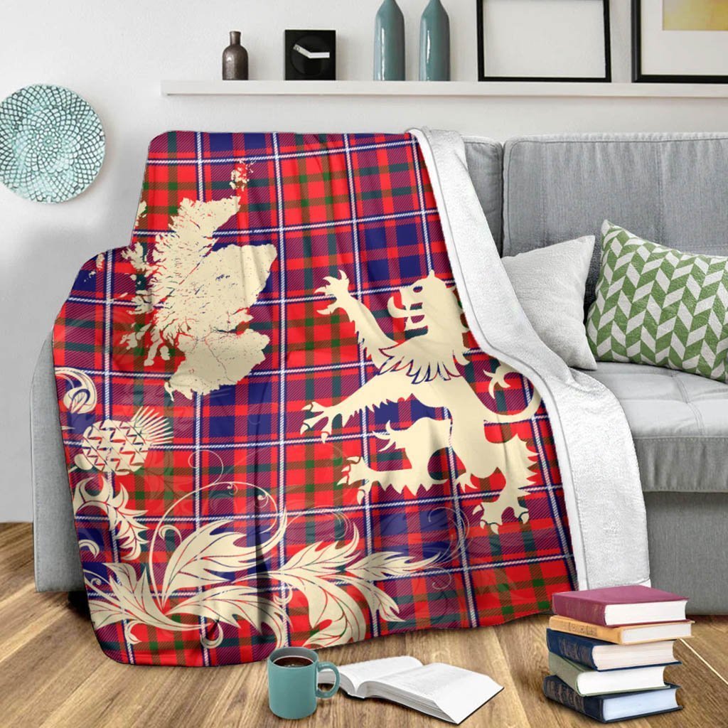 Tartan Blanket Cameron Of Lochiel Modern Tartan Scotland Lion Thistle Map Plaid Blanket