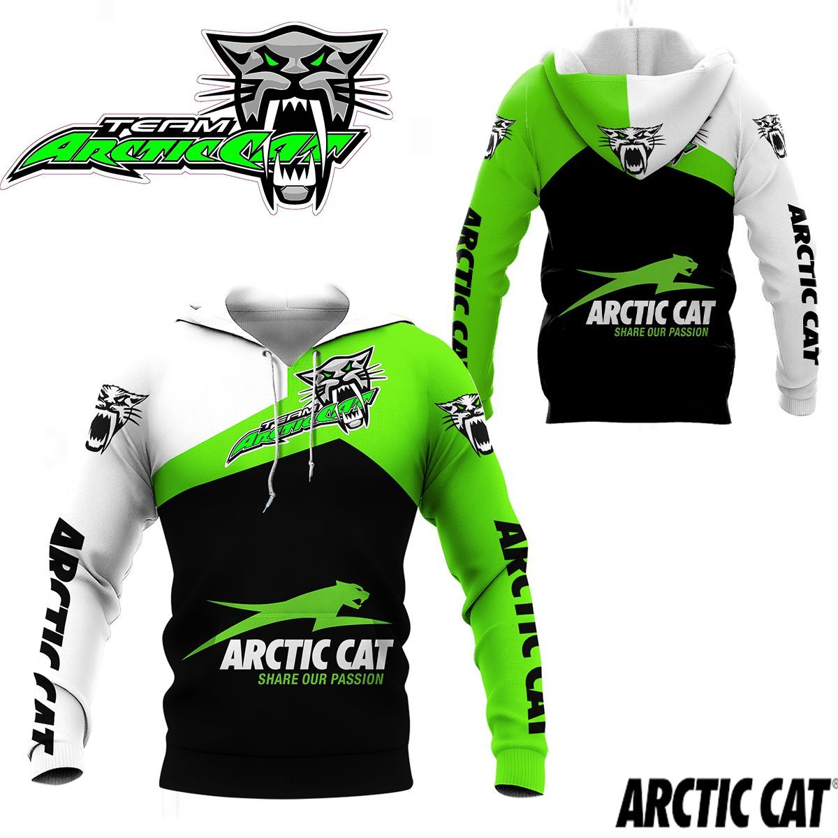 3D All Over Printed Arctic Cat BDA-HT Shirts Ver 1 (Green)