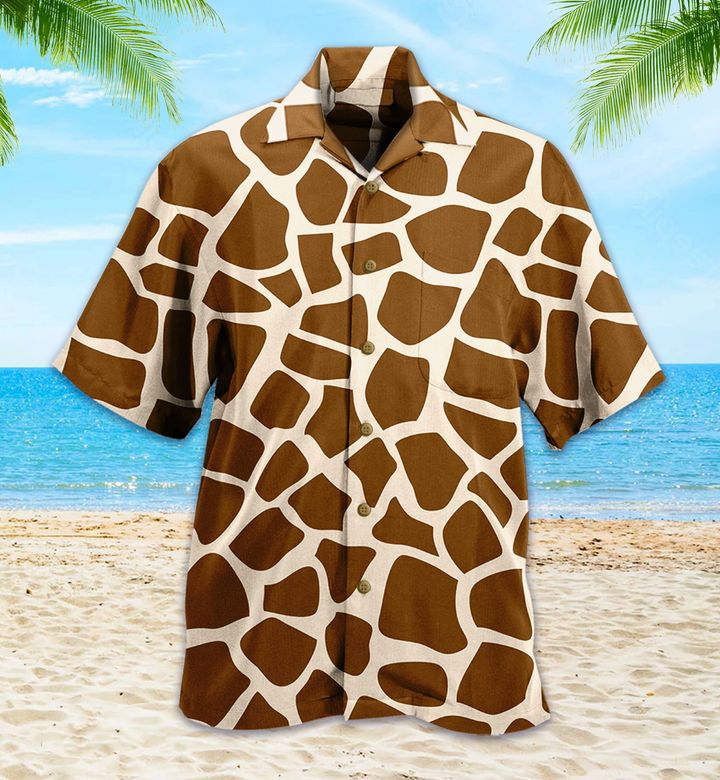 Brown Giraffe Graphic Hawaii Shirt Ha106314