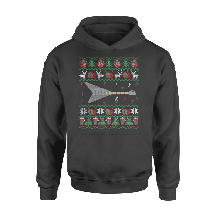 Christmas Gift A Broomstick Like A Guitar Music Coffee Holly Leaf And Christmas Tree – Standard Hoodie