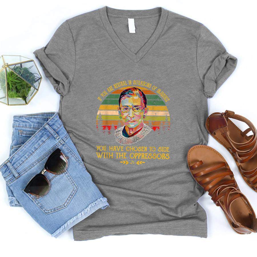 Ruth Bader Ginsburg Notorious RBG TShirt Quote Feminist Gift  V-Neck