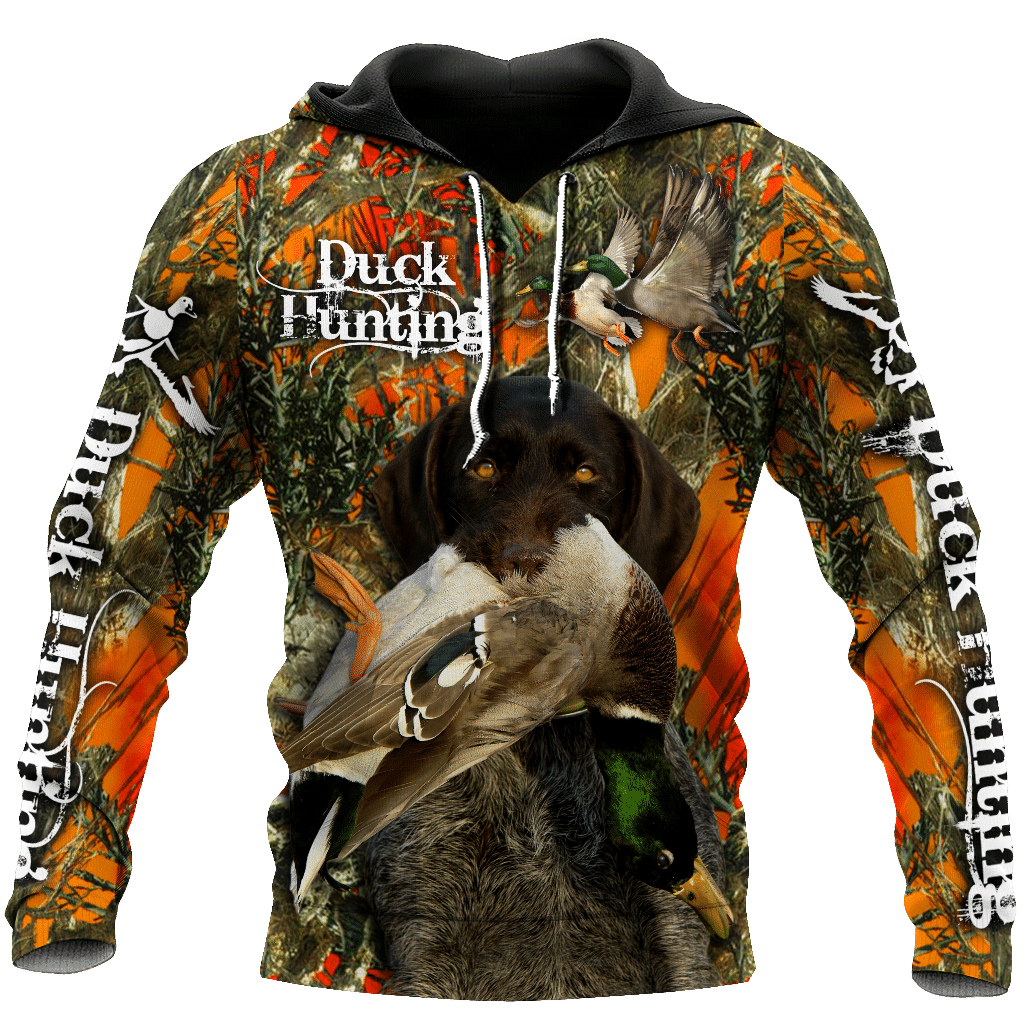 Duck Hunting Labrador Retriever Orange Camo 3D All Over Print Hoodie  For Men Women