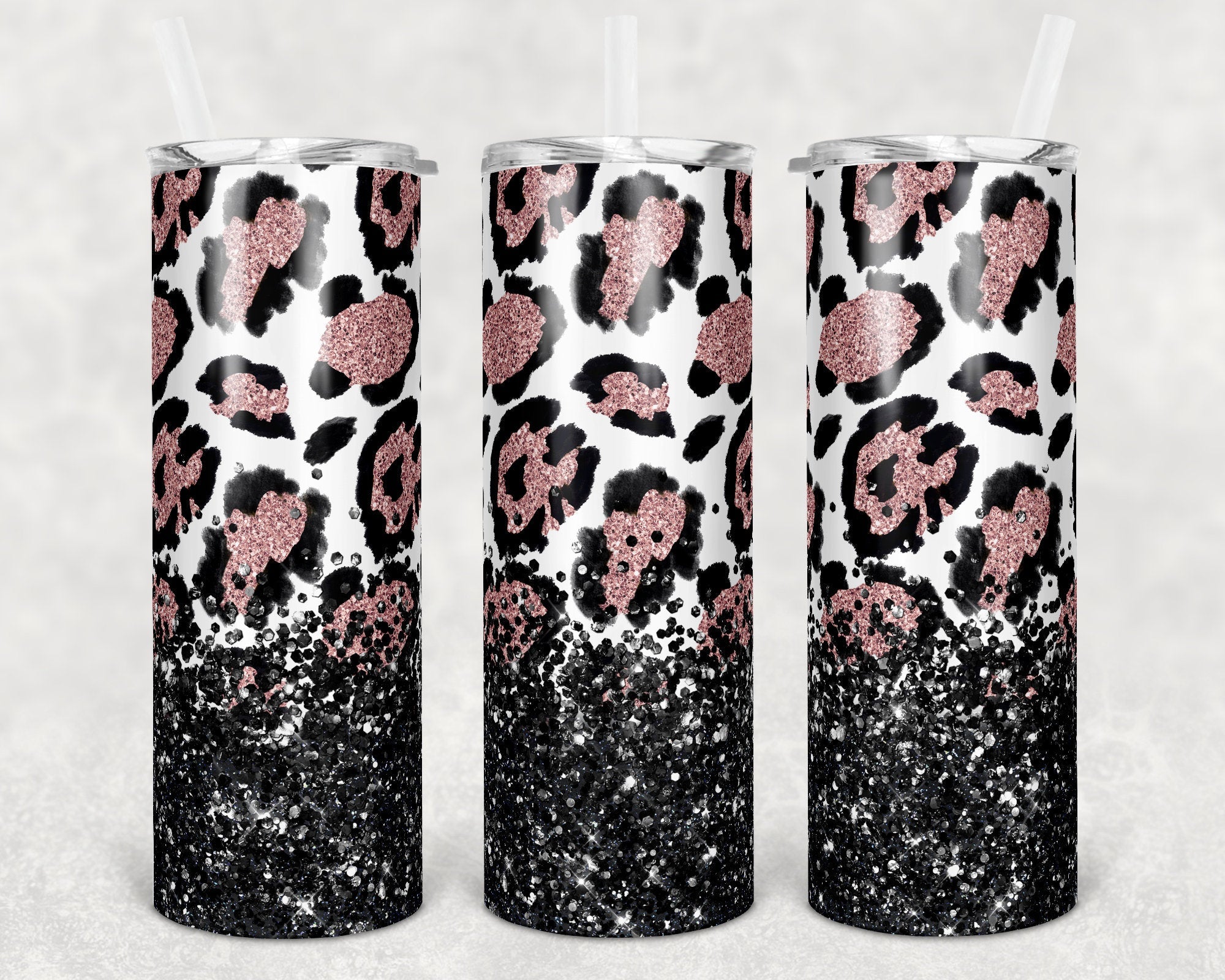 Pink Leopard Overlay Skinny Tumbler