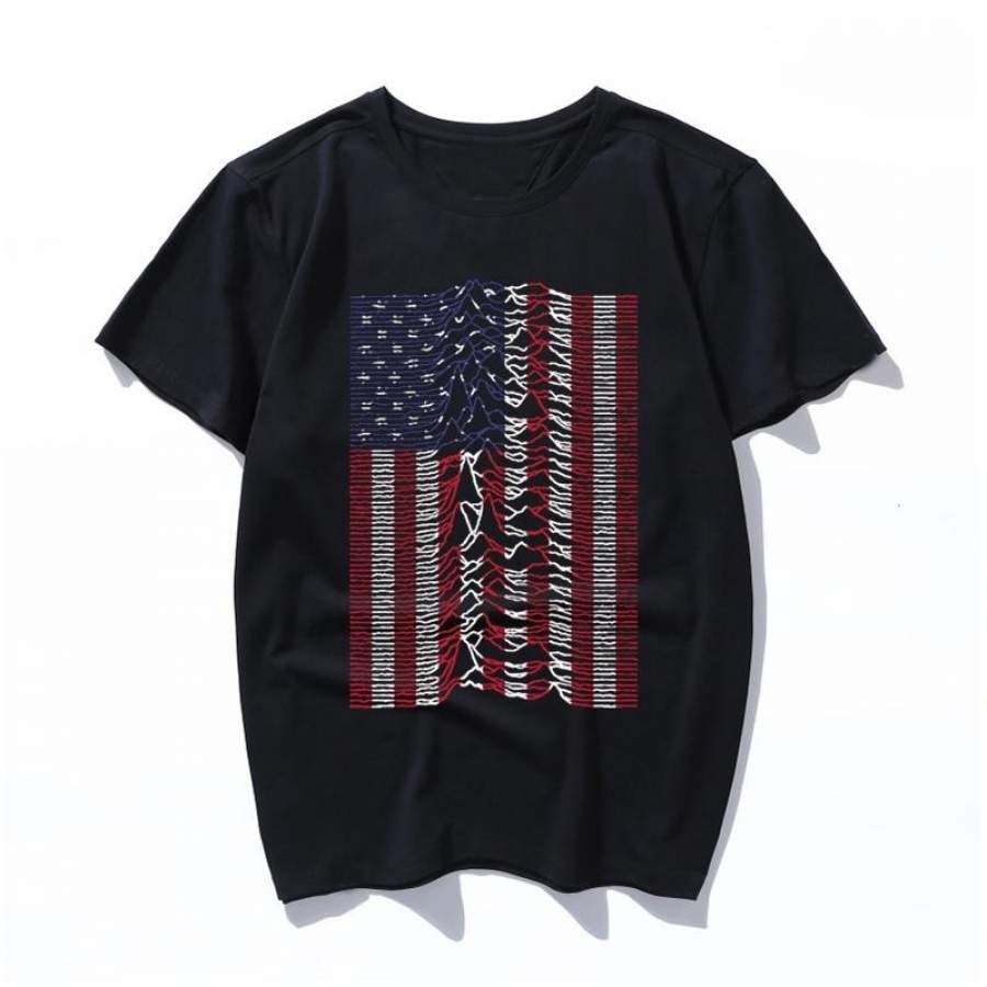 unknown pleasures usa flag Aesthetic T Shirts Women men Ullzang Vintage T-shirt Fashion Funny Cartoon Tshirt Korean Style Top Tees Female