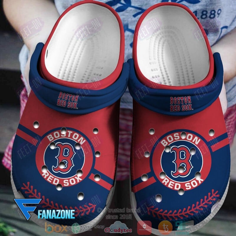 Boston Red Sox MLB logo blue red MLB Sport Crocs Clogs Crocband Shoes Comfortable For Men Women and Kids 2