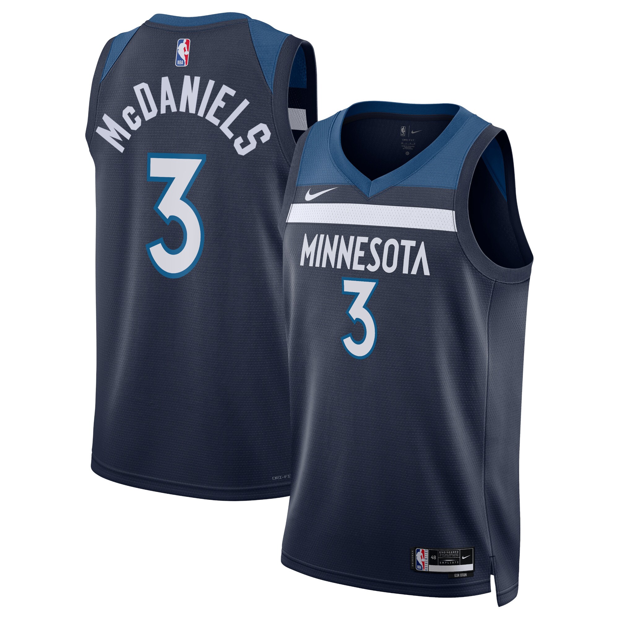 Minnesota Timberwolves Icon Edition Swingman Jersey – Navy – Jaden McDaniels – Unisex