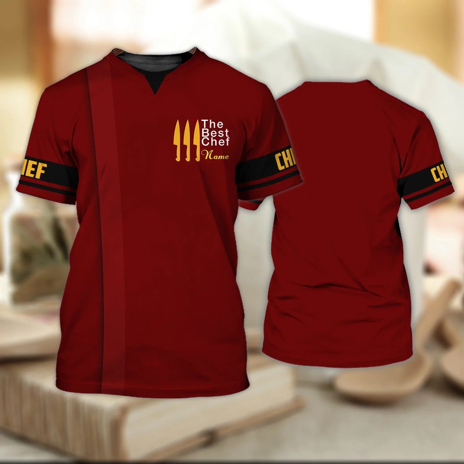 Custom Name 3D Full Printed Red Shirt For Chef, The Best Chef T Shirt, Chef Shirts