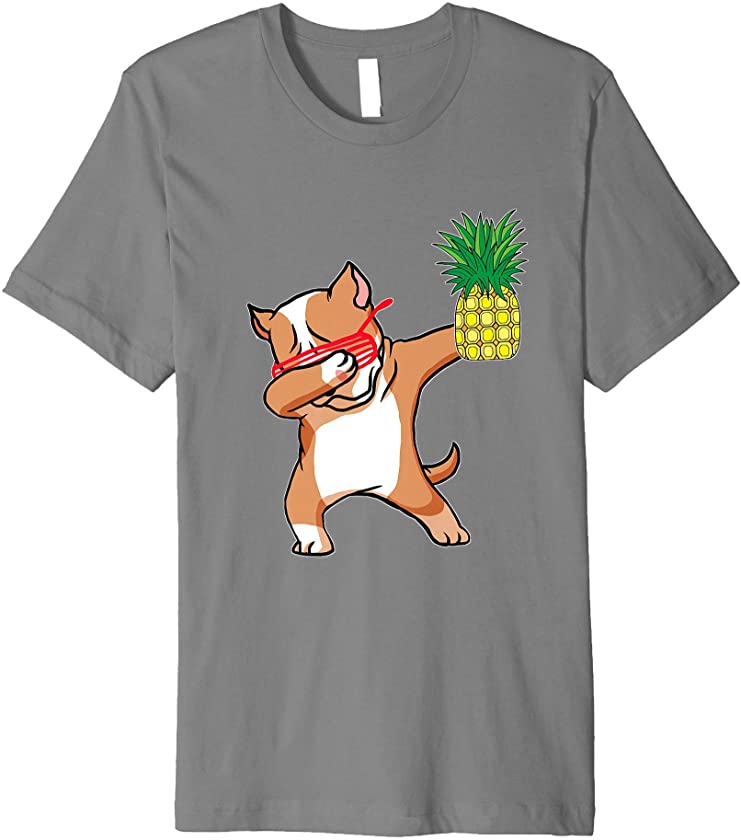 Dabbing Pitbull Puppy Dog Pineapple Aloha Hawaiian Gift Premium T-Shirt