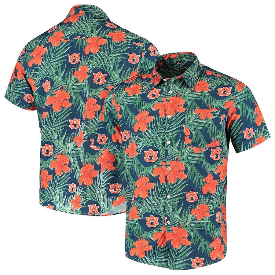 Auburn Tigers Navy Floral Hawaii Shirt Ha32116