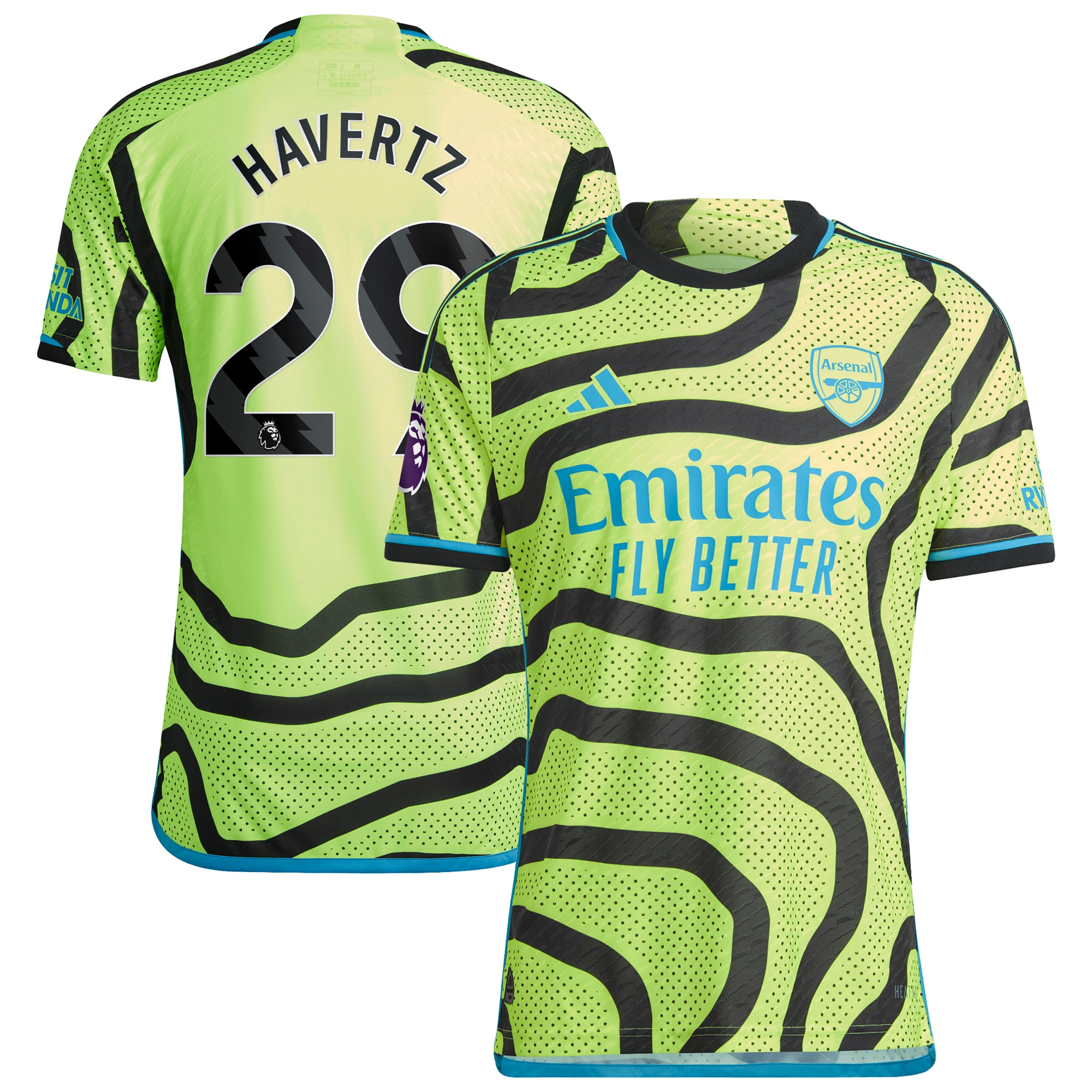 Kai Havertz Arsenal 2023/24 Away Authentic Player Jersey – Yellow