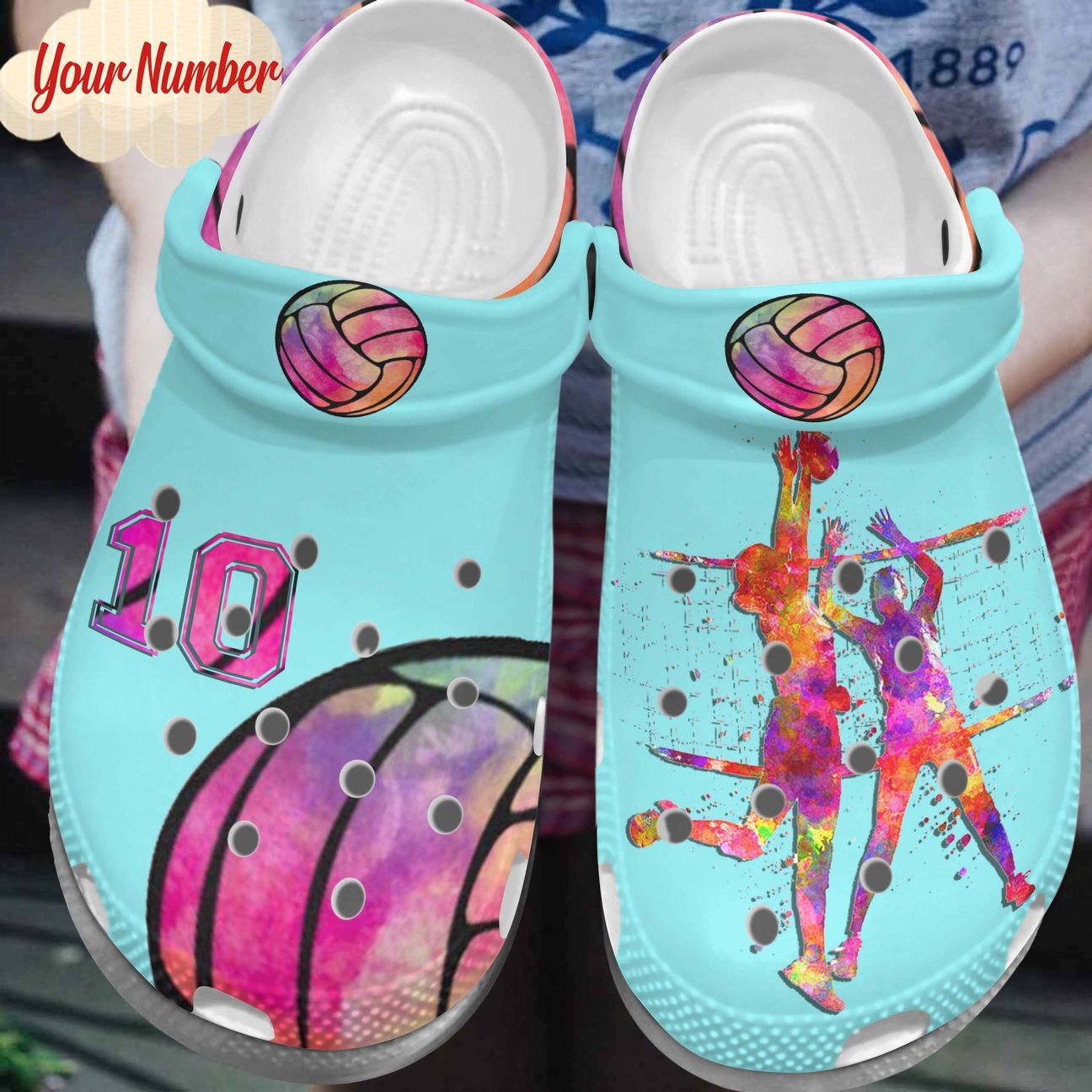 Volleyball Personalized Clog, Custom Name, Text, Color, Number Fashion Style For Women, Men, Kid, Print 3D Colorful Volleyball Is Life