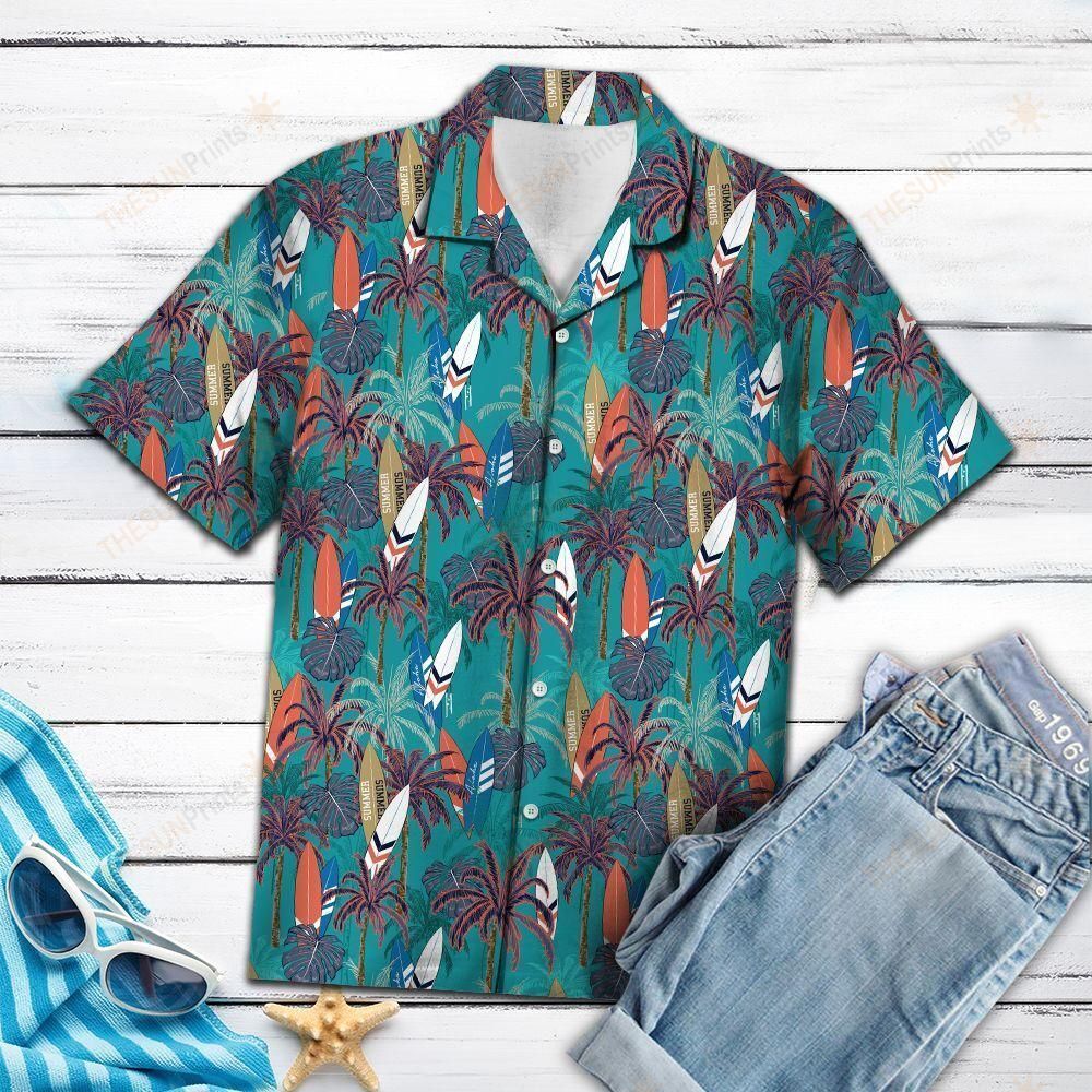 Surfboard Coconut Palm Hawaiian Shirt Ha71103