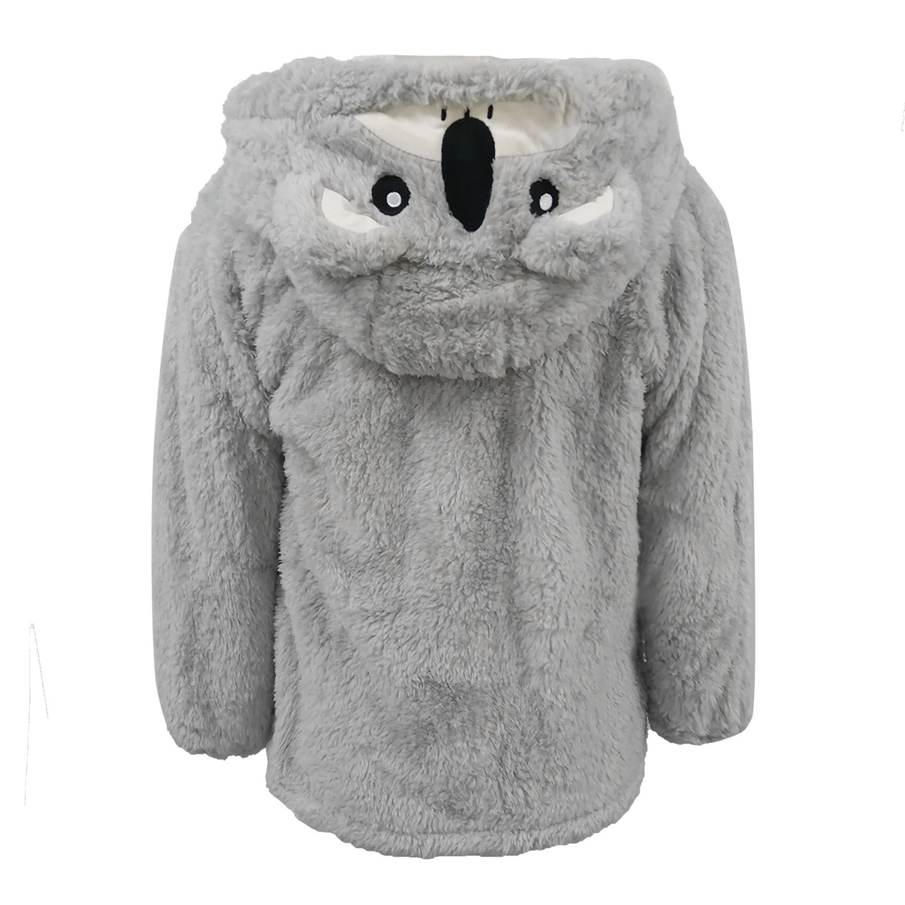 Warm Winter Plush Zip Hoodie With Cute 3D Cartoon Toy Koala Hat For Girl Women Gray Thick Bear Ears Loose Sweatshirt alx