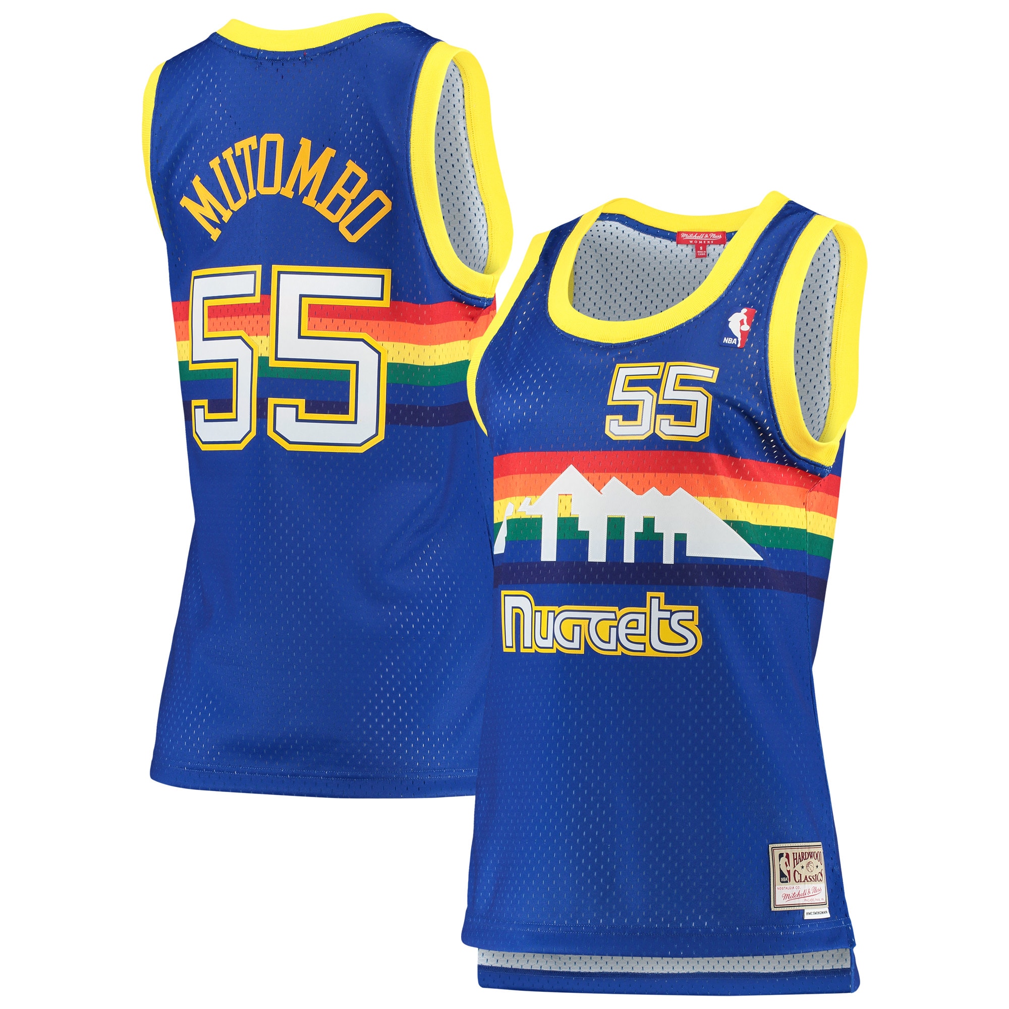 Women's Mitchell & Ness Dikembe Mutombo Royal Denver Nuggets 1991-92 Hardwood Classics Swingman Jersey