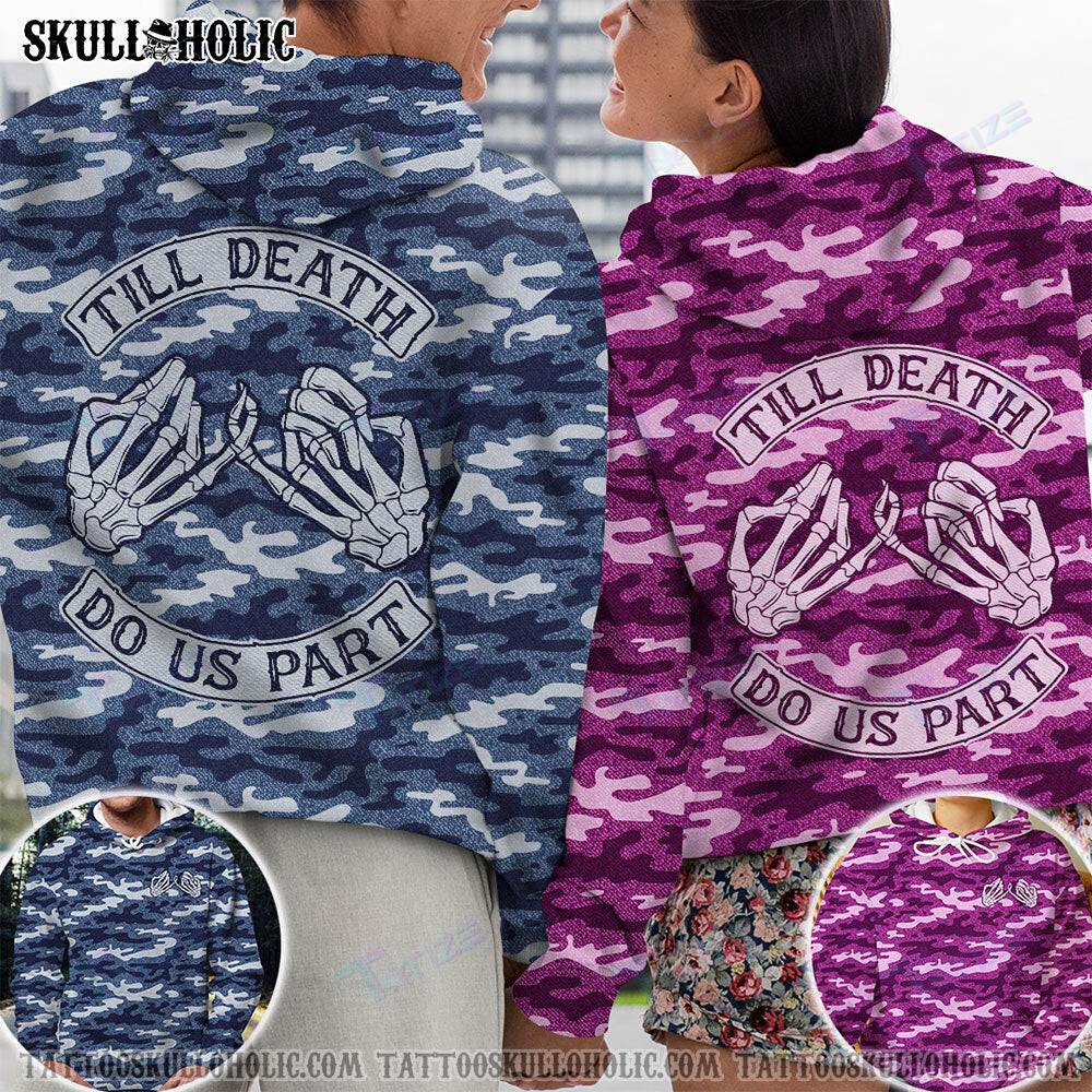 Matching Couple Shirt Till Death Couple Skull Hand Couple 3D All Over Printed Shirt, Sweatshirt, Hoodie, Bomber Jacket Size S – 5Xl