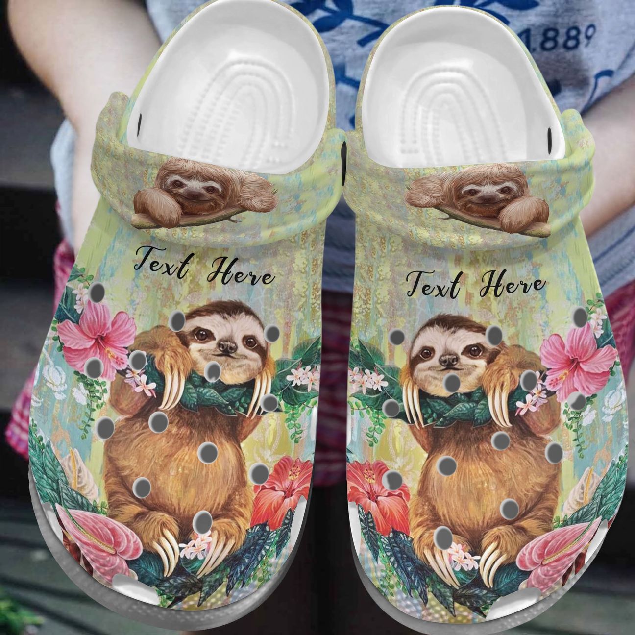 Sloth Personalized Clog, Custom Name, Text, Color, Number Fashion Style For Women, Men, Kid, Print 3D Sloth In Jungle