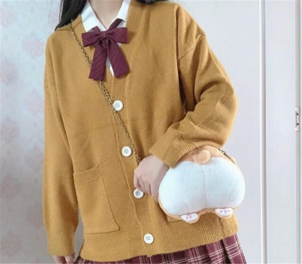 2021 Autumn Winter V-neck cotton knitted sweater uniform cardigan multicolor women’s wear Japanese style sweater tops alx