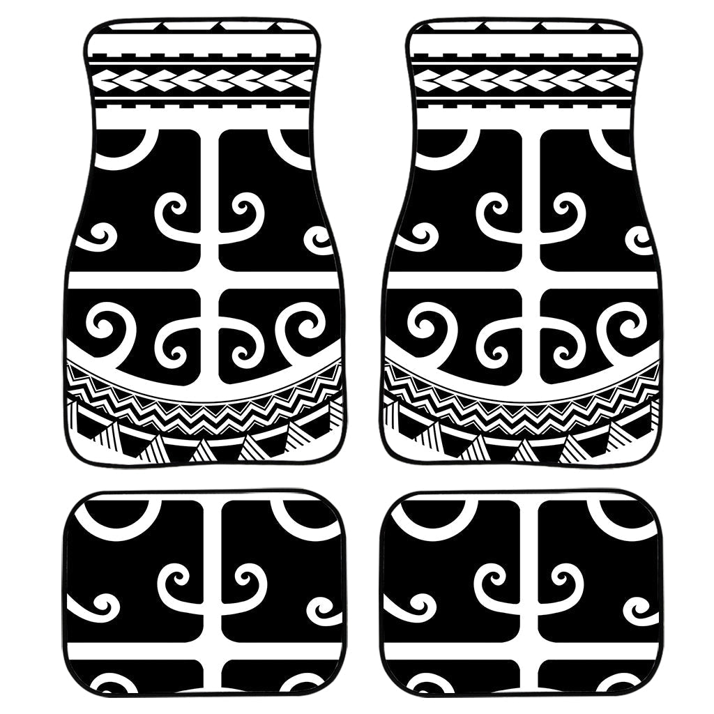 Polynesian Tribal Tattoo Pattern Print Front And Back Car Floor Mats, Front Car Mat