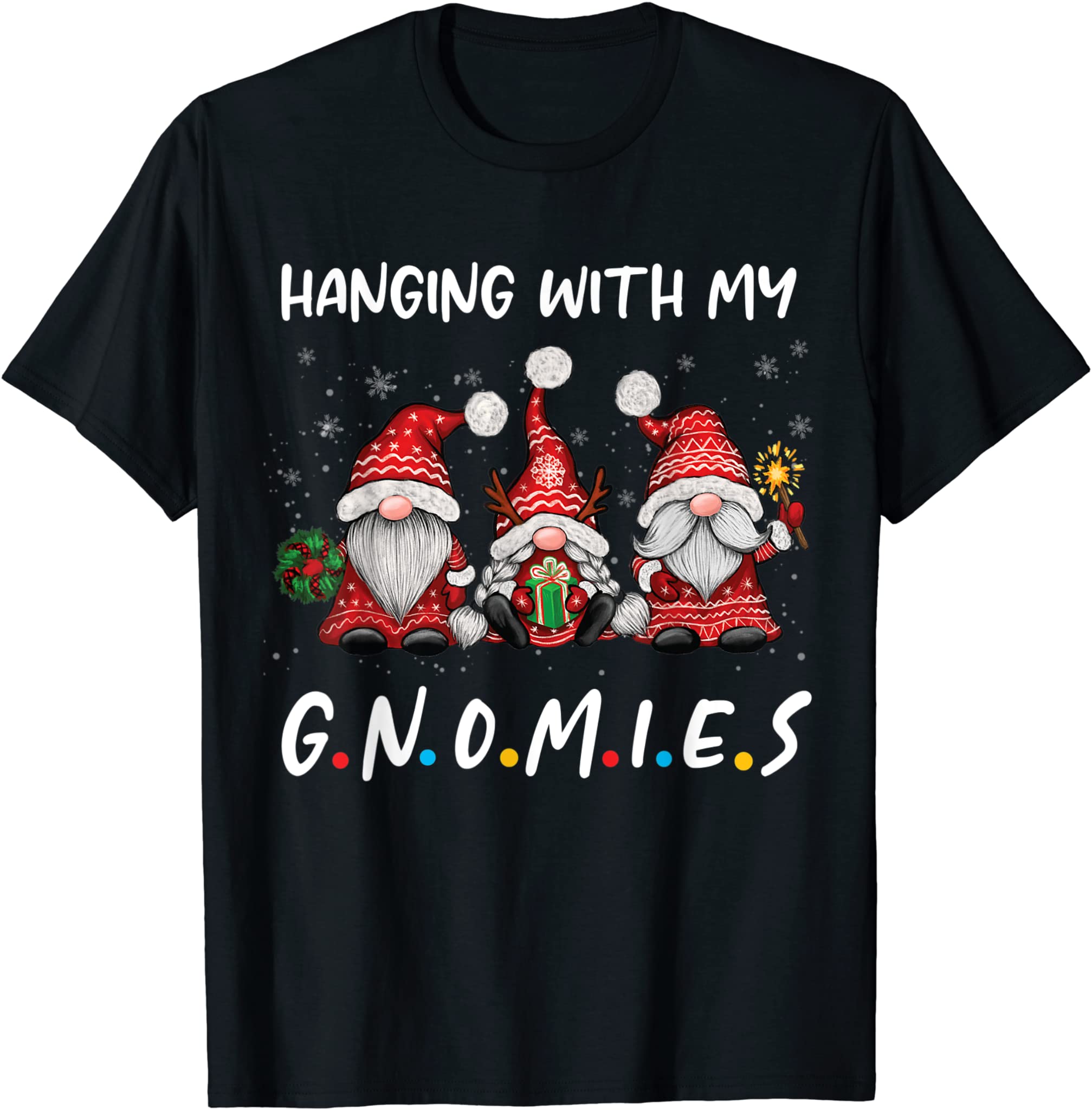 Hanging With Gnomies Gnome Buffalo Plaid Red Xmas Christmas T-Shirt