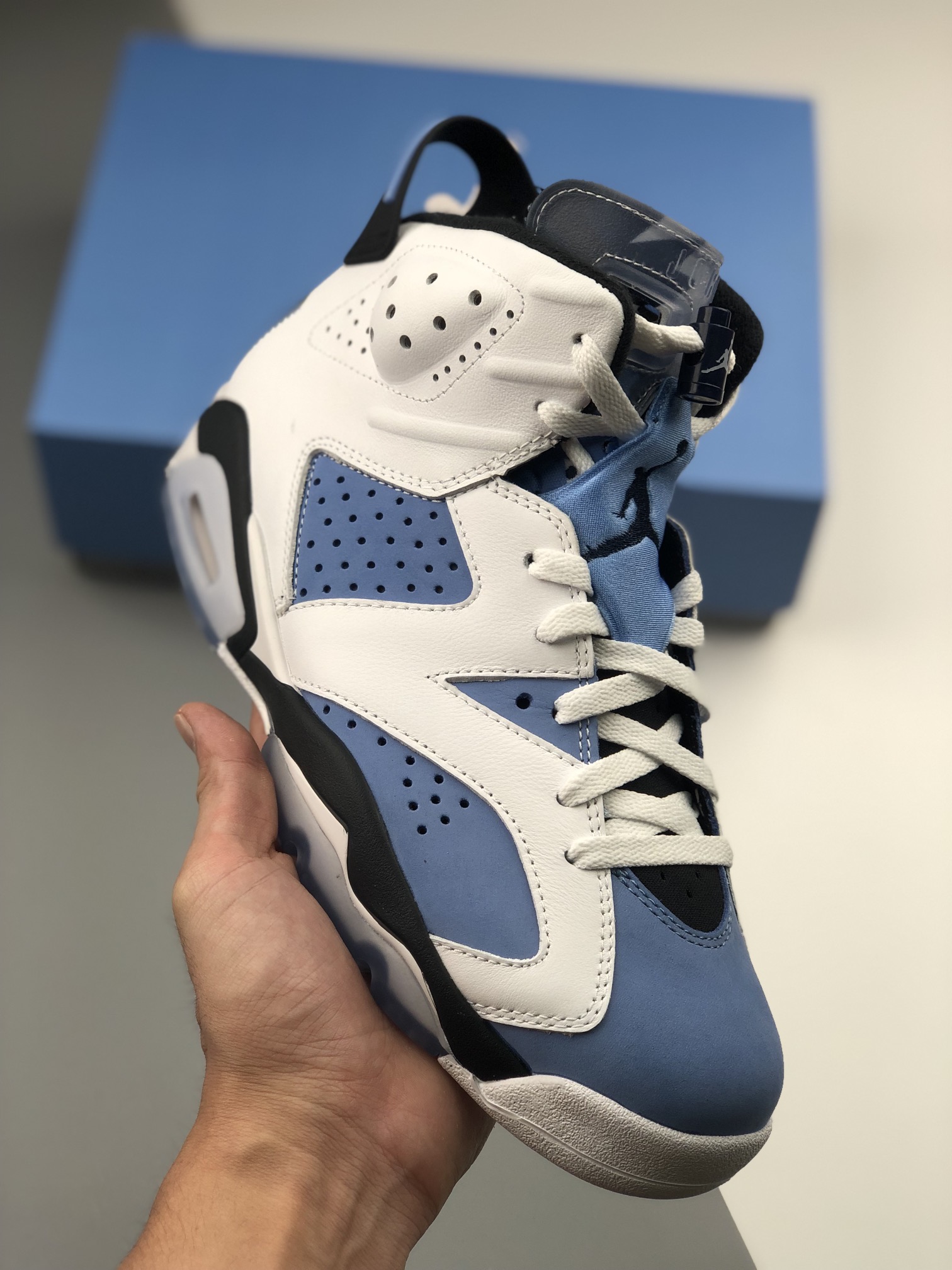 JD 6 UNC University Blue-White-College Navy-Black Shoes Jordan 6 Retro UNC White 602669