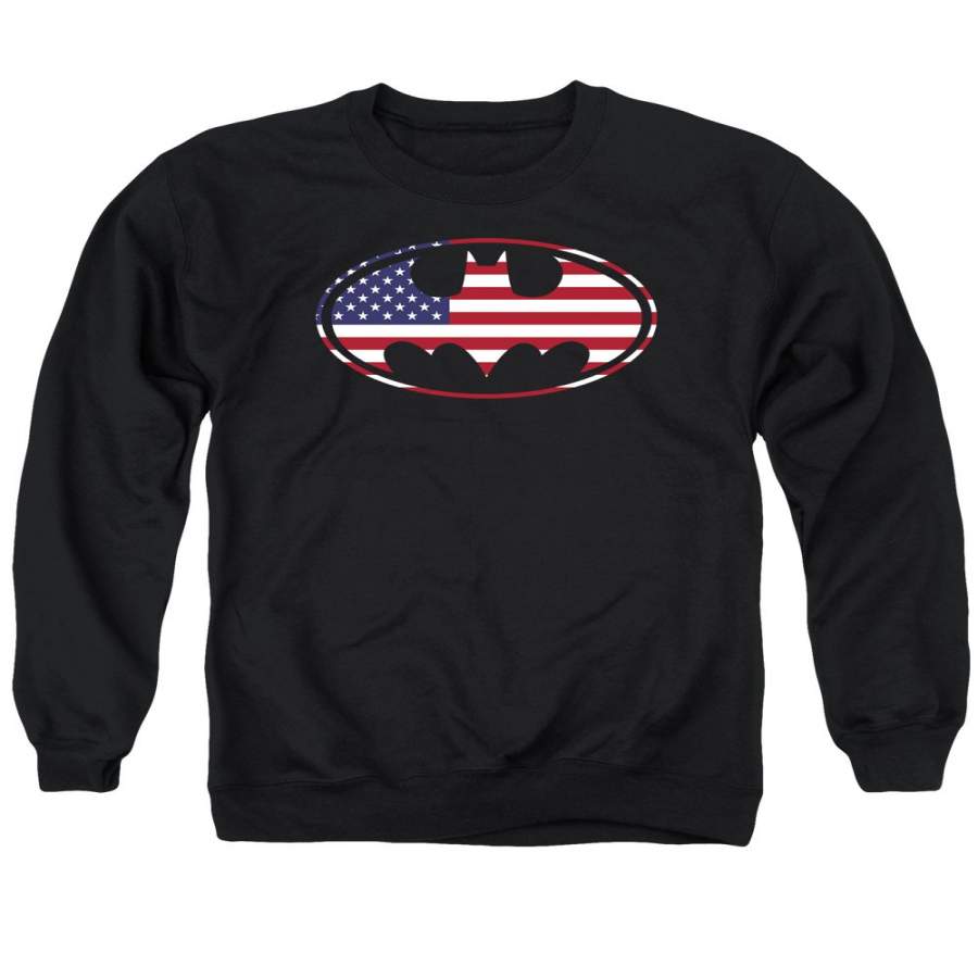 Batman – American Flag Oval Adult Crewneck Sweatshirt