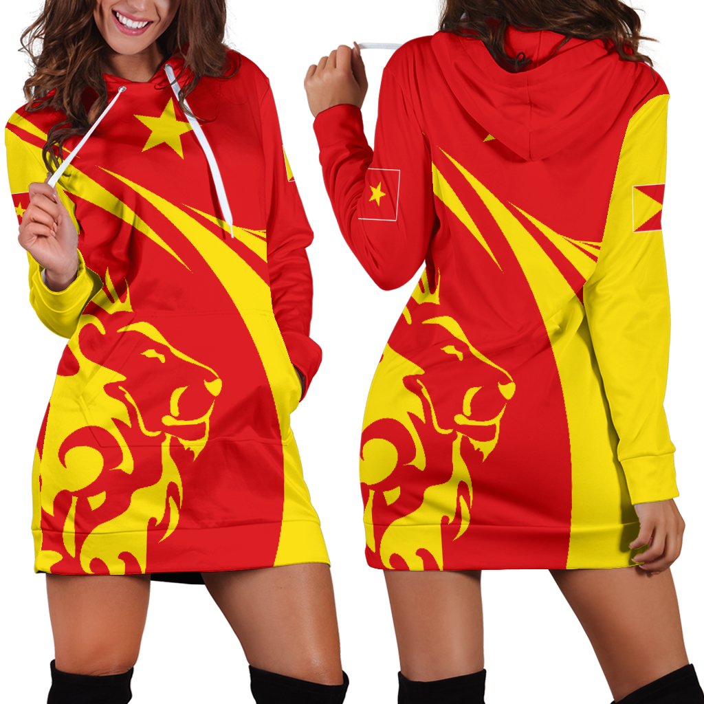 1stTheWorld Tigray Hoodie Dress, Tigray Swirly Lion Flag A10