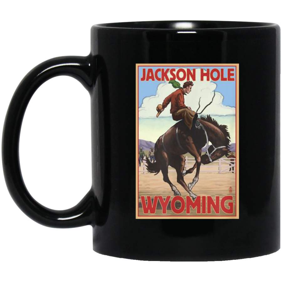 Jackson Hole, Wyoming Vintage Rodeo Black Mug