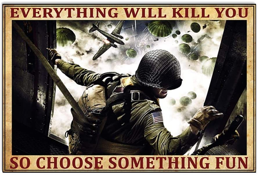 Vintage Man Veterans Everything Will Kill You Choose Something Fun Poster Art Print      Home Decor Gift For Men Women Family Friend On Birthday Xmas