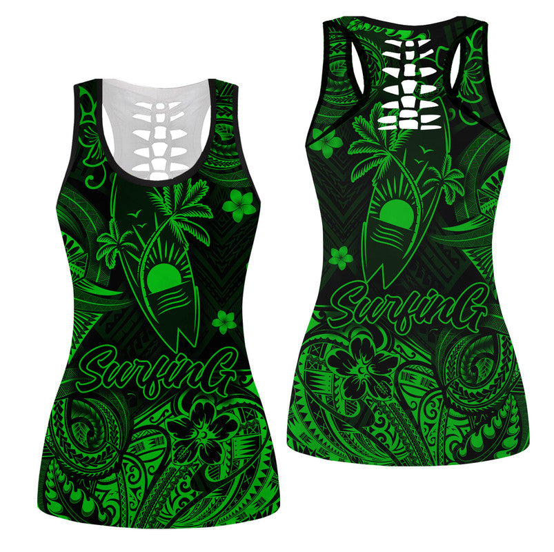 Hawaiian Surfing Polynesian Hollow Tank Top Unique Style Green Ha87472