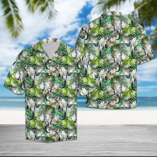 Elephant Tropical Palm Leaves Hawaiian Shirt | Unisex | Adult | Hw5497